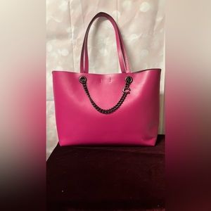 Coach Chain Central Pink Cerise Large Bag Smooth Leather Brass Chain